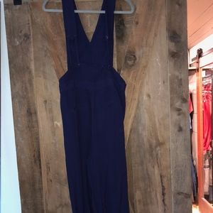 Blue - v-neck Long pant suit